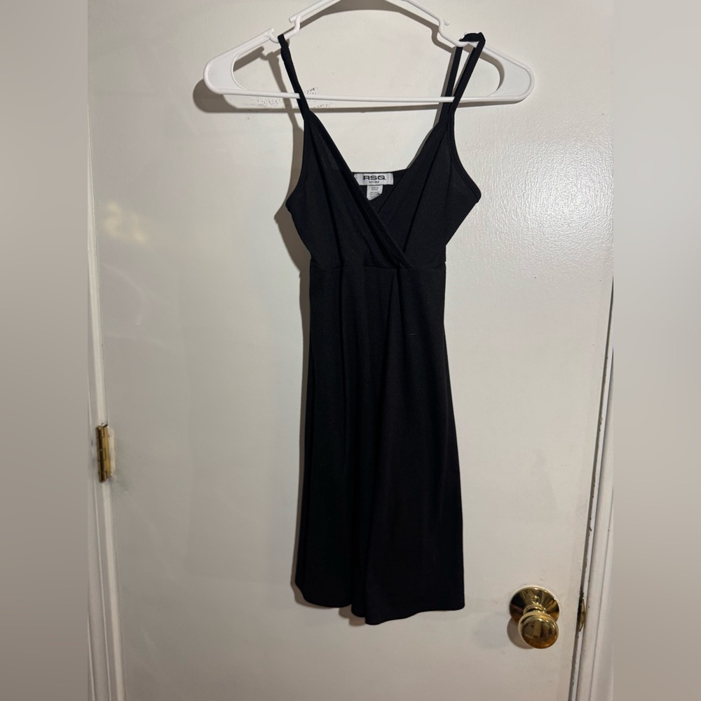 RSQ Black Slip Midi Dress Spaghetti Strap V-Neck